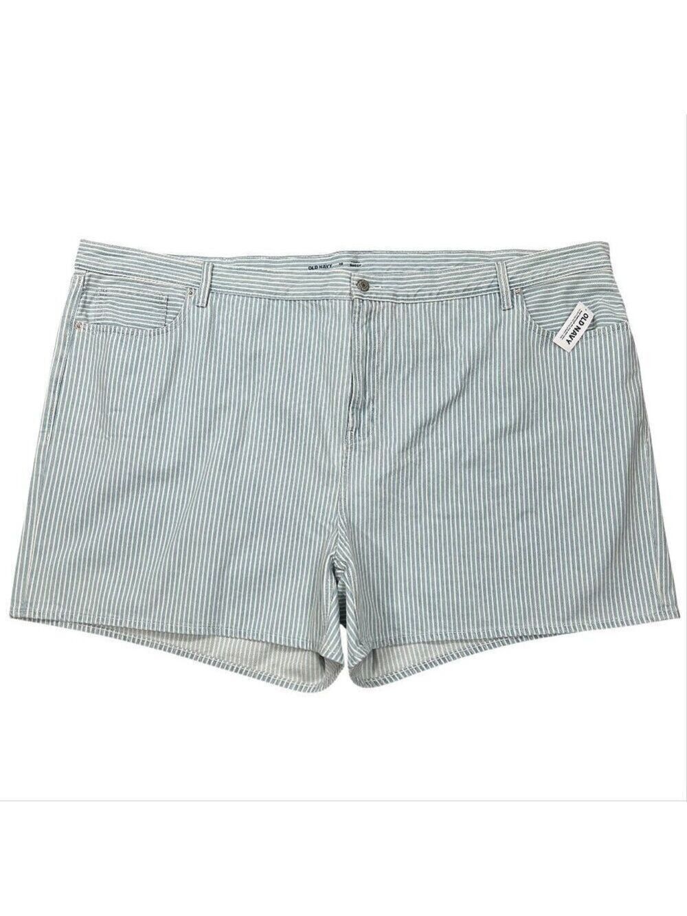 Old Navy NWT Blue White Stripe High Rise Baggy Shorts Size 28